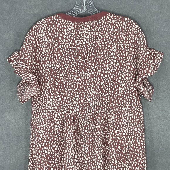 Umgee Dress Women Sz Small Polka Dot Linen Fringe Hem V-Neck Boho Flowy Boho - Picture 7 of 14